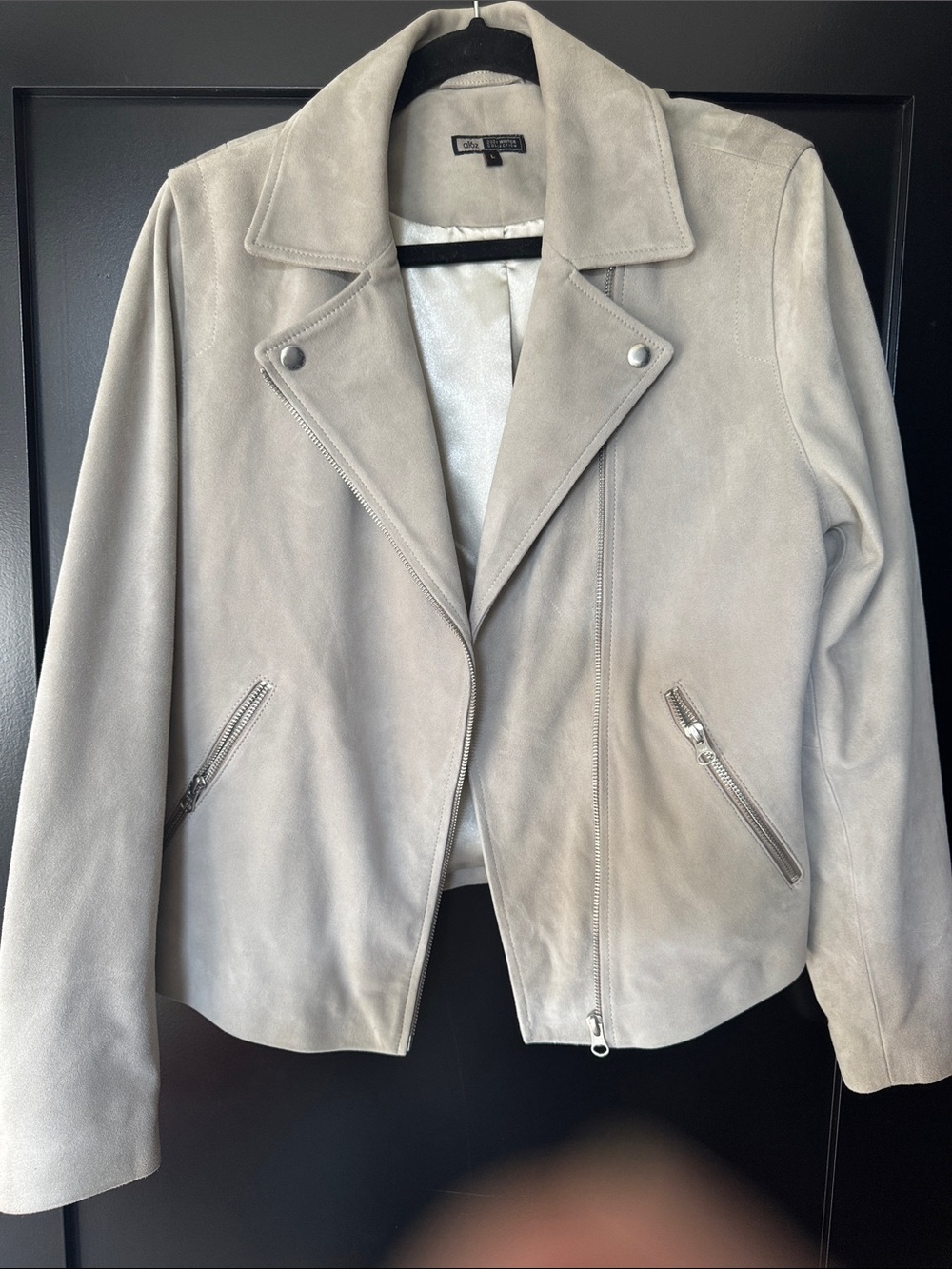 Quince Suede Moto Jacket in light taupe. Never worn.
